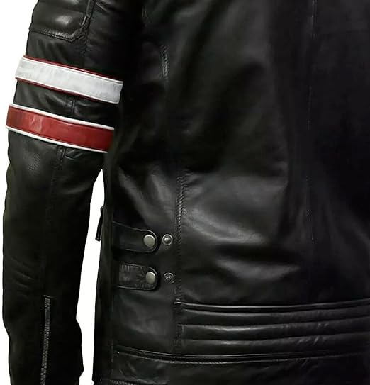 Men's Classic Black Biker Leather Jacket or Handmade Full-Grain Leather.