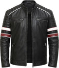 Men's Classic Black Biker Leather Jacket or Handmade Full-Grain Leather.