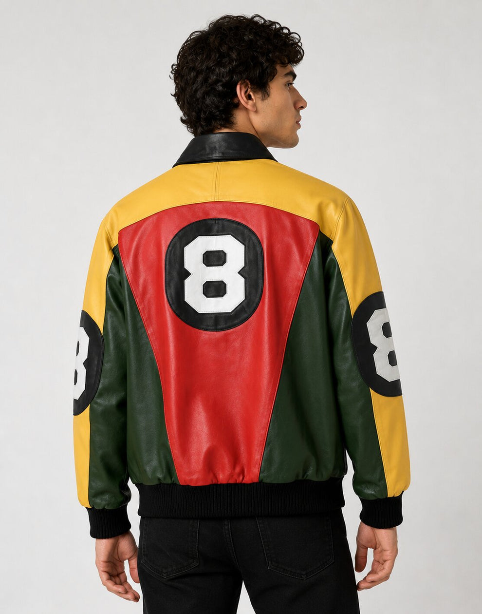 Men’s 8 Ball Multi-Color Leather Jacket | Retro Street | B-UNIK