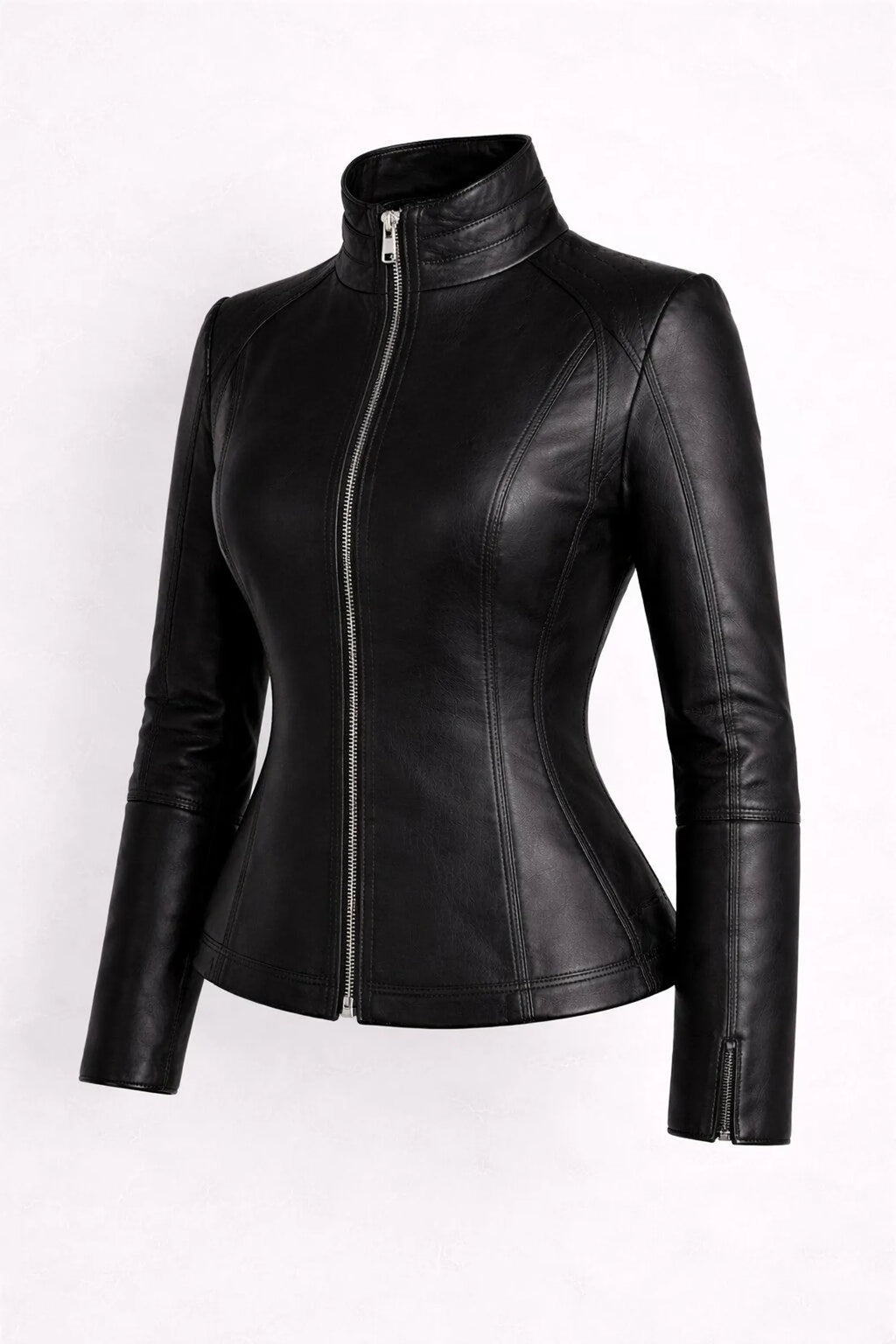 Black Leather Jacket for Women | Genuine Leather Fitted Jacket