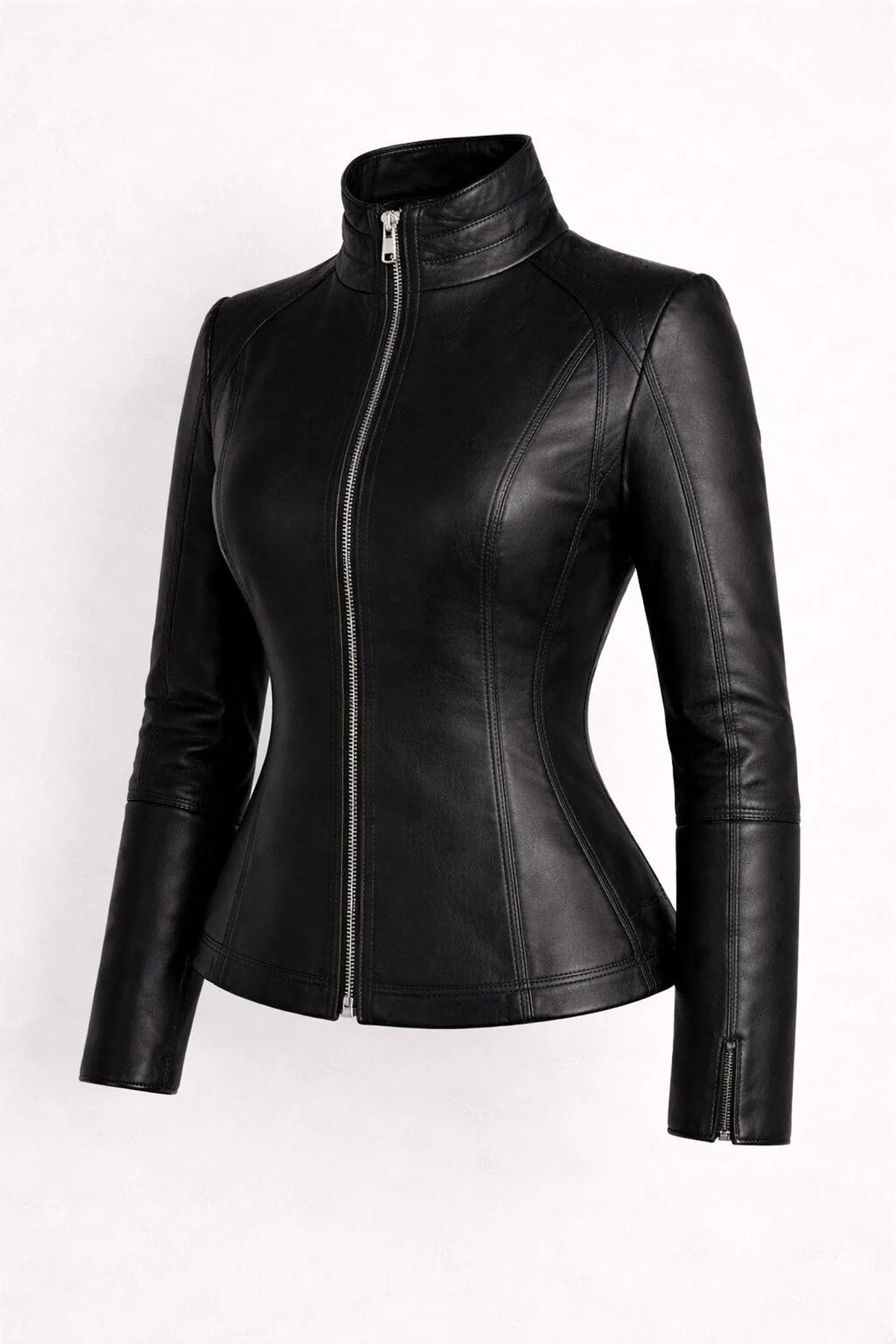 Black Leather Jacket for Women | Genuine Leather Fitted Jacket