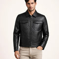 Men's Crocodile Embossed Cow Leather Trucker Jacket | Slim Fit Genuine Leather
