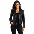 Women's Black Leather Biker Jacket | Genuine Leather Moto Jacket