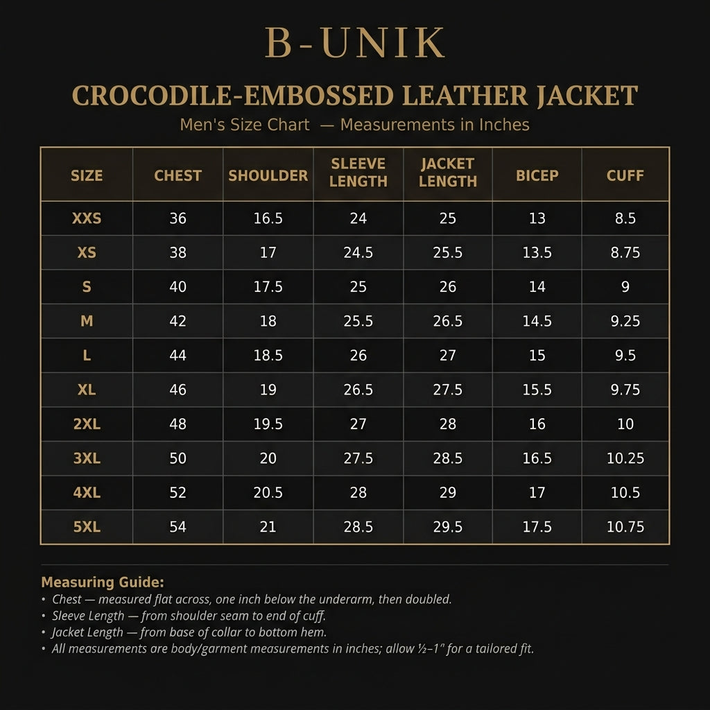 Men's Crocodile Embossed Cow Leather Jacket | Slim Fit Shirt Collar Jacket