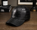 Crocodile Pattern Cow Leather Baseball Cap | Handmade Streetwear