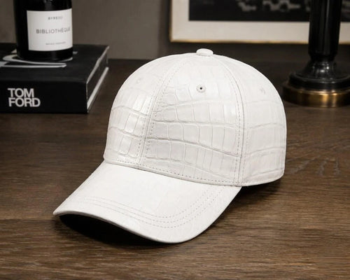 Crocodile Pattern Cow Leather Baseball Cap | Handmade Streetwear