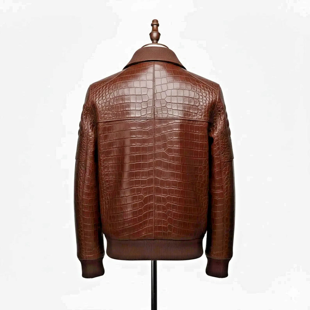 Men’s Crocodile Embossed Cow Leather Bomber Jacket | Handmade
