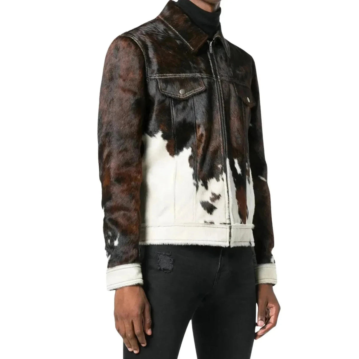 Men's Hair-On Cowhide Leather Jacket | Handmade Western Jacket