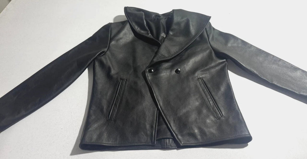 Men’s Double Breasted Leather Peacoat | Designer | B-UNIK