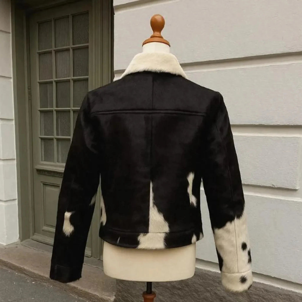 Men’s Cowhide Hair-On Leather Jacket | Western Trucker Style