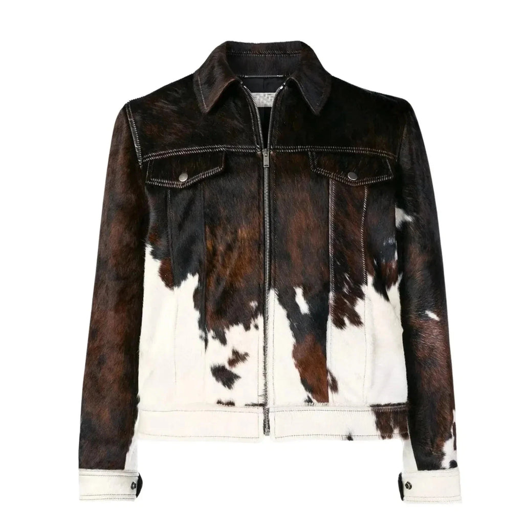 Men's Hair-On Cowhide Leather Jacket | Handmade Western Jacket