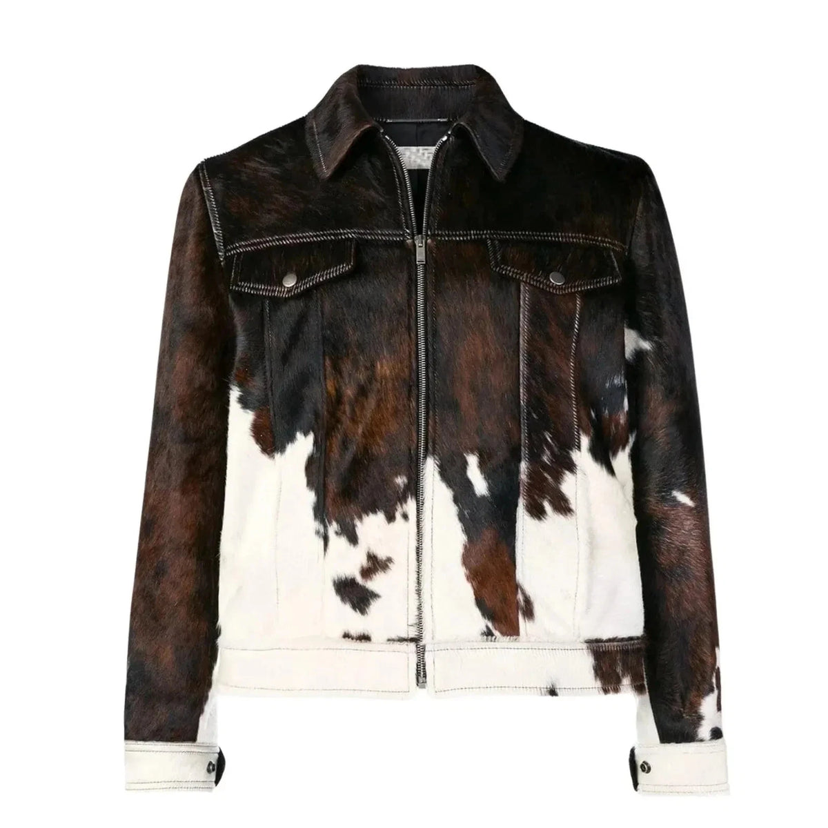 Men's Hair-On Cowhide Leather Jacket | Handmade Western Jacket